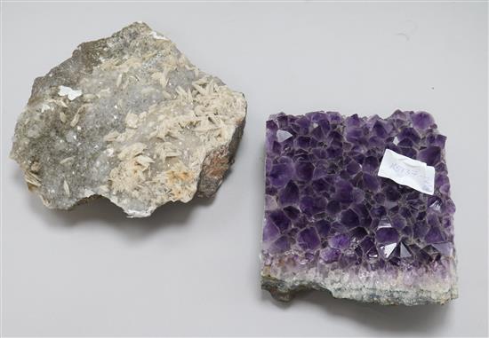 An amethyst crystal sample and a rock crystal sample